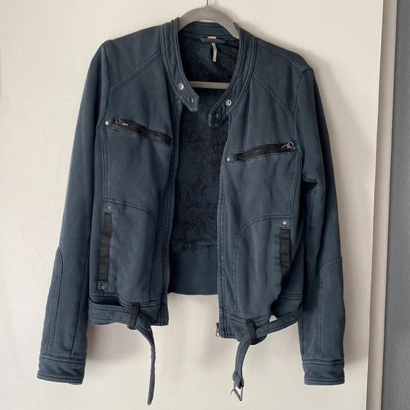 Free People Moto Jacket Size Medium - Picture 2 of 7